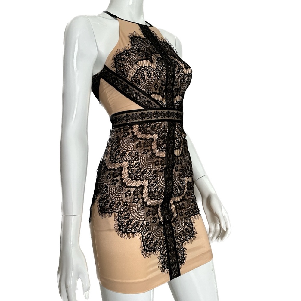 bebe : angled lace trim charm dress